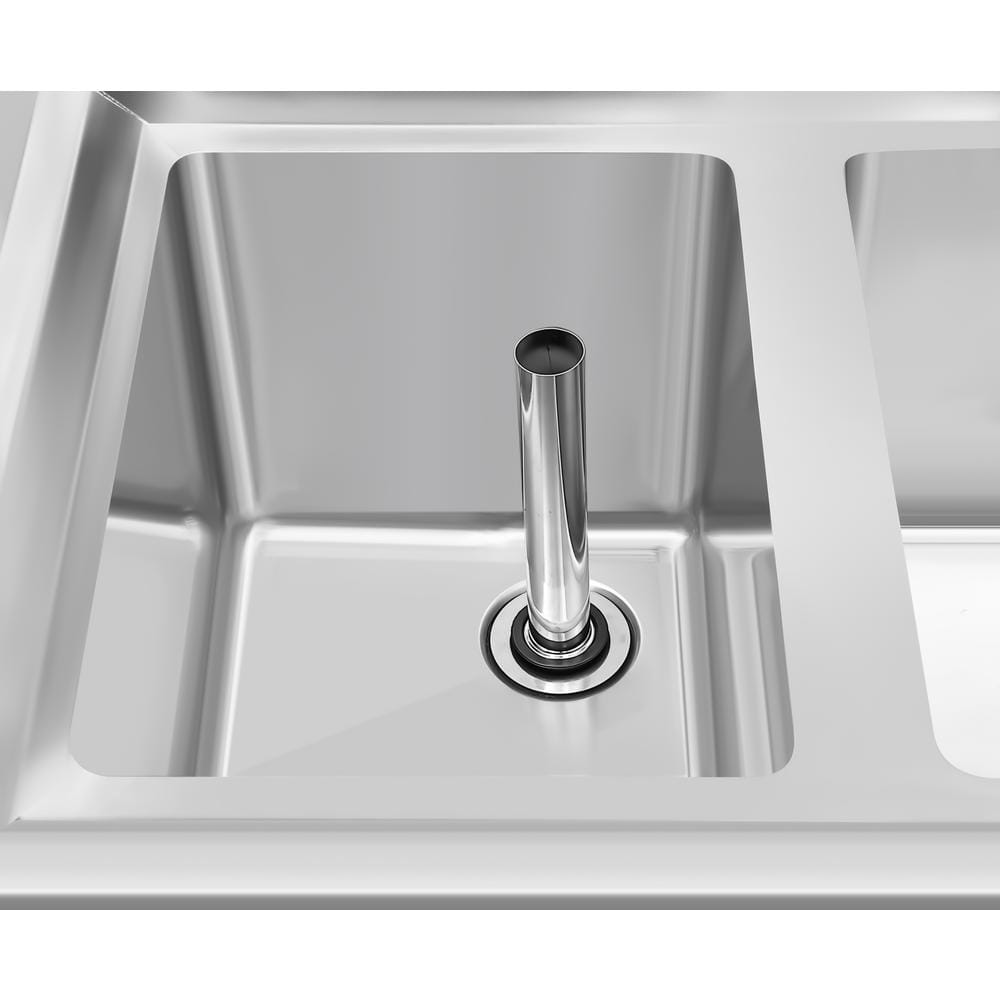 60 in. Stainless Steel Commercial Bar Sink with Copper Faucet and Dual Drainboards