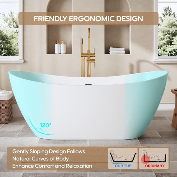 ANGELES HOME 67 in. x 29 in. Acrylic Freestanding Soaking Bathtub