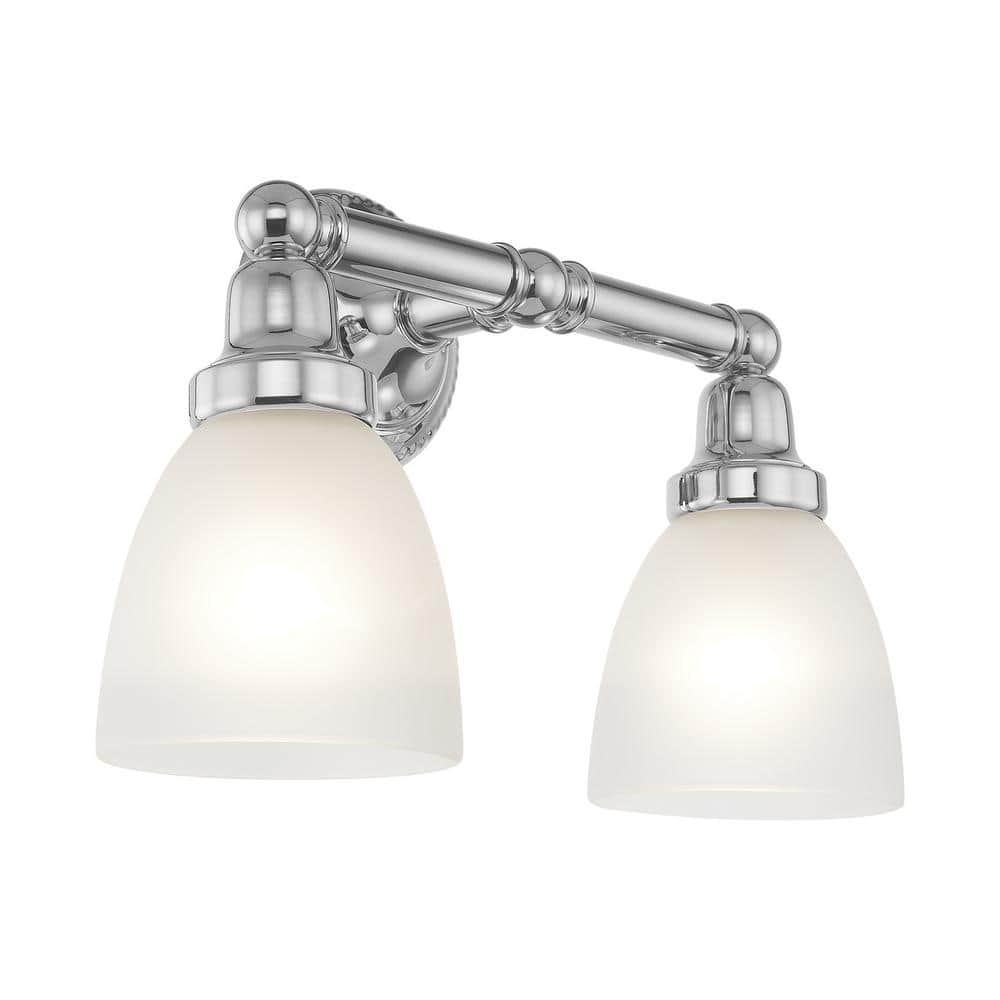 Polished Chrome 2-Light Vanity with Satin Opal Glass