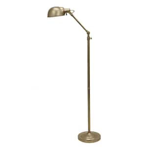 Dane Adjustable Pharmacy 71 in. Aged Silver Floor Lamp with Metal Shade