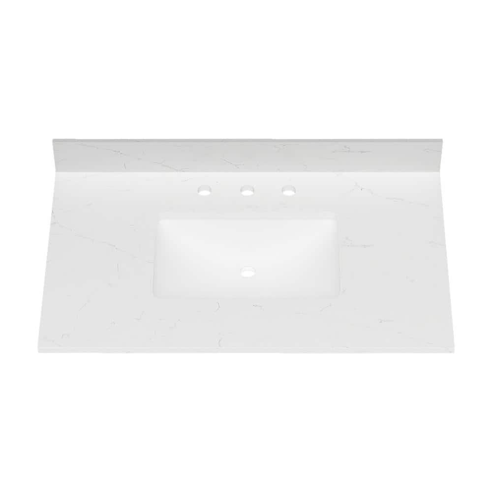 Bianco Bella 37" White Quartz Undermount Single Sink Vanity Top
