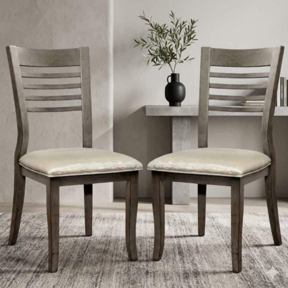 Kyrell Grey/Silver Faux Leather Side Chair Set of 2 with Ladder Back price history on PriceWatchPro