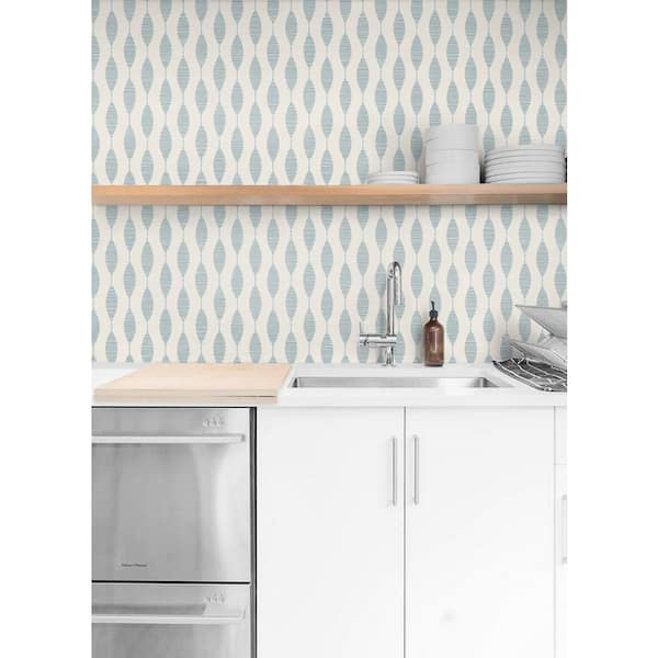 30.75 sq. ft. Blue Opal Ditto Vinyl Peel and Stick Wallpaper Roll