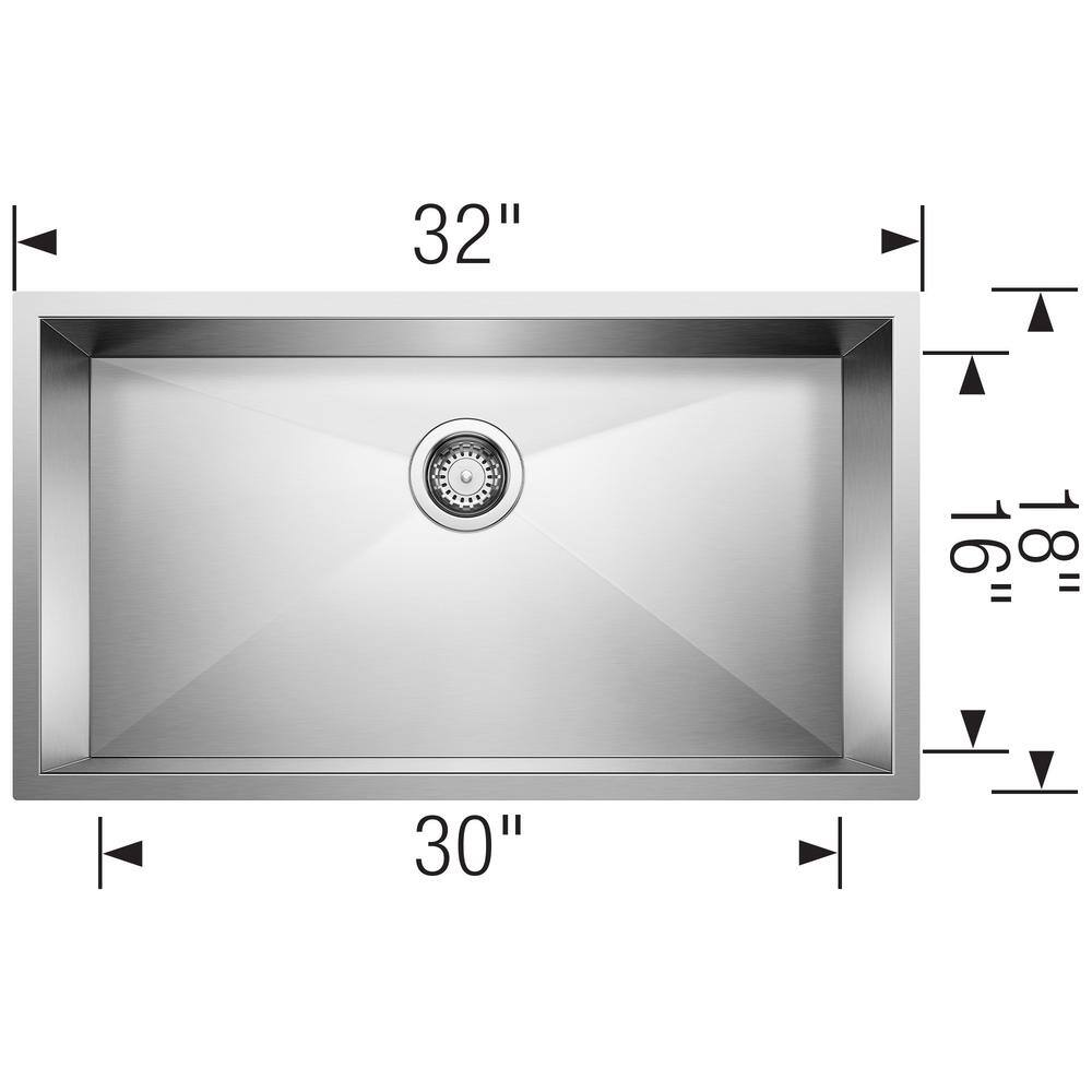 Quatrus 32" Single Bowl Stainless Steel Undermount Kitchen Sink
