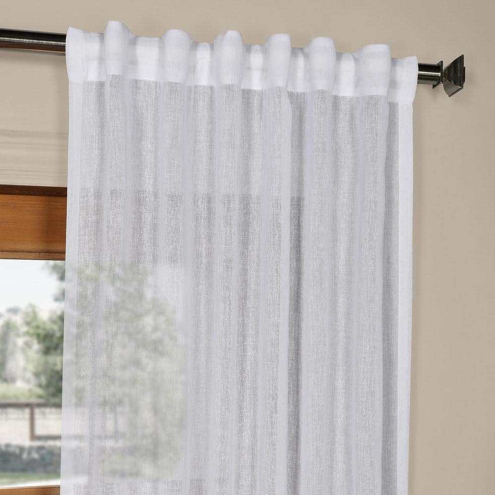 Aspen White Faux Linen Sheer 96" Window Panel
