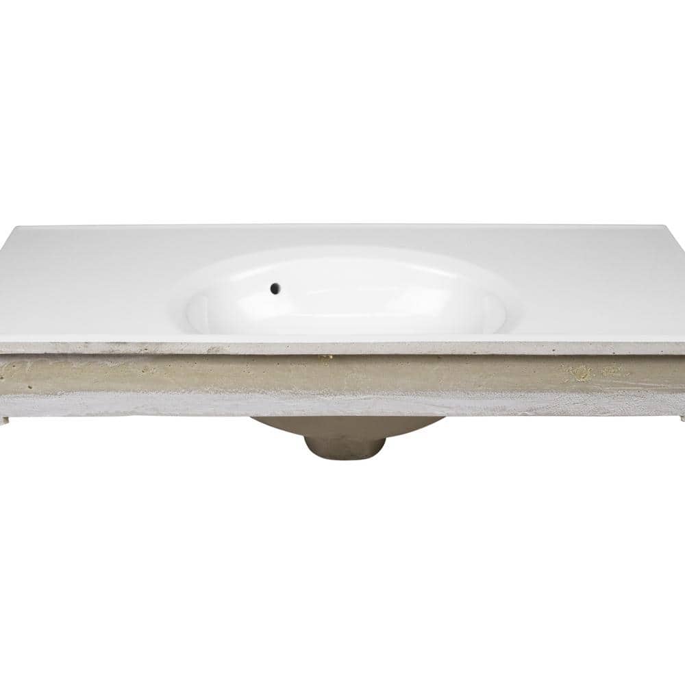 Solid White Cultured Marble Vanity Top with Backsplash, 37x19