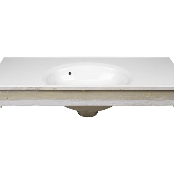 37 in. W x 19 in. D Cultured Marble Vanity Top in Solid White with Solid White Basin with 4 in. Faucet Spread 37 in. W x 19 in. D Cultured Marble Vanity Top in Solid White with Solid White Basin with 4 in. Faucet Spread