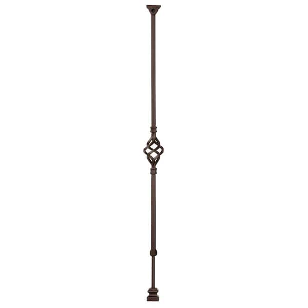 1/2 in. x 1/2 in. x 30-1/4 in. to 38 in. Oil Rubbed Copper Wrought Iron Basket Adjustable Baluster