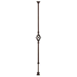 1/2 in. x 1/2 in. x 30-1/4 in. to 38 in. Oil Rubbed Copper Wrought Iron Basket Adjustable Baluster
