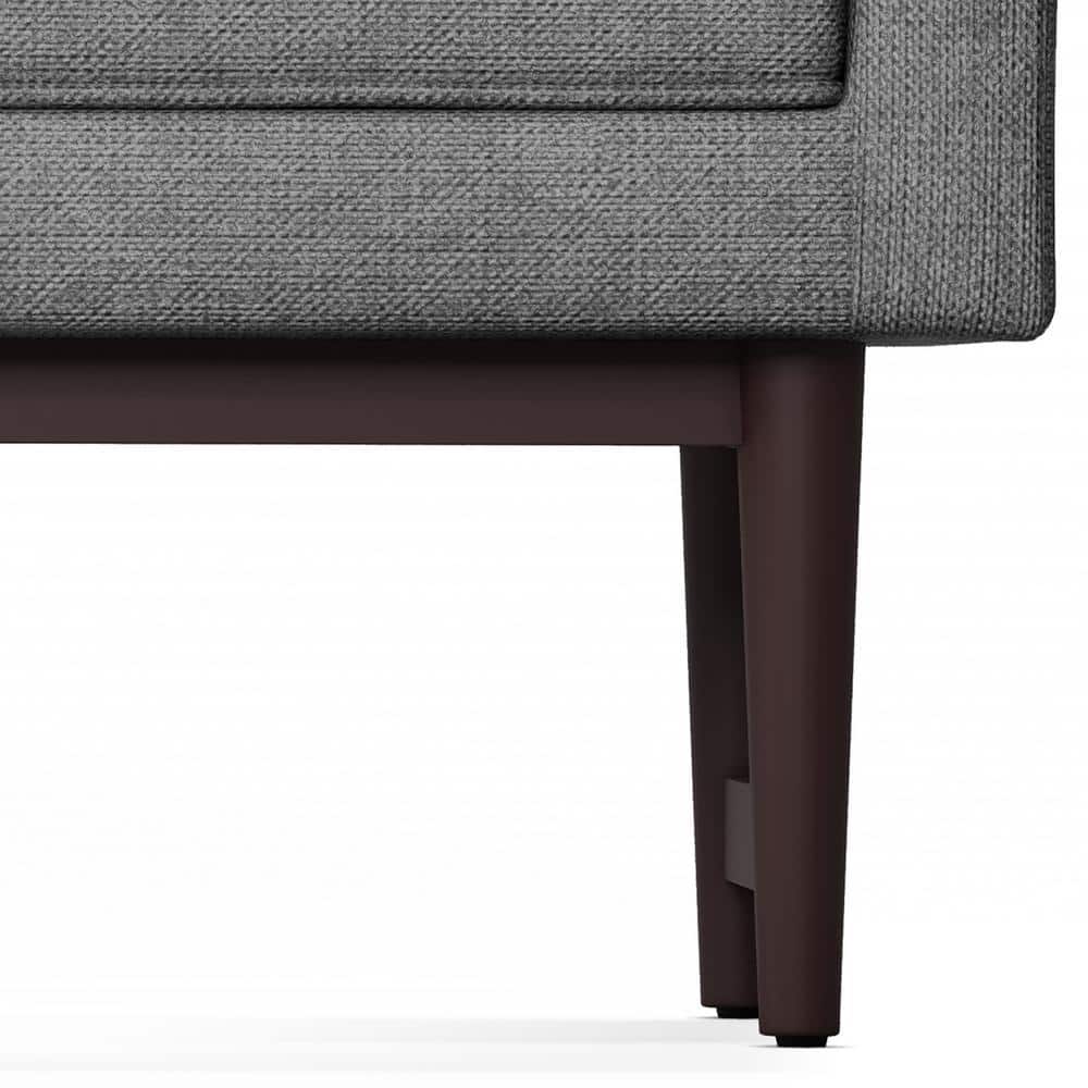 Pewter Grey Linen Upholstered Ottoman Bench with Raised Sides