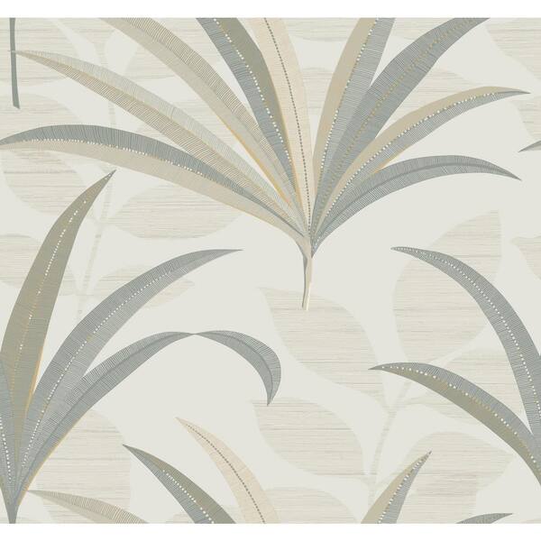 York Wallcoverings White El Morocco Palm Paper Unpasted Matte Wallpaper (27 in. x 27 ft.)