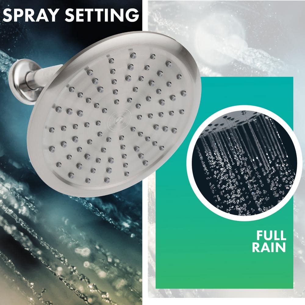 Brushed Nickel 8-Inch Round Rain Shower Head