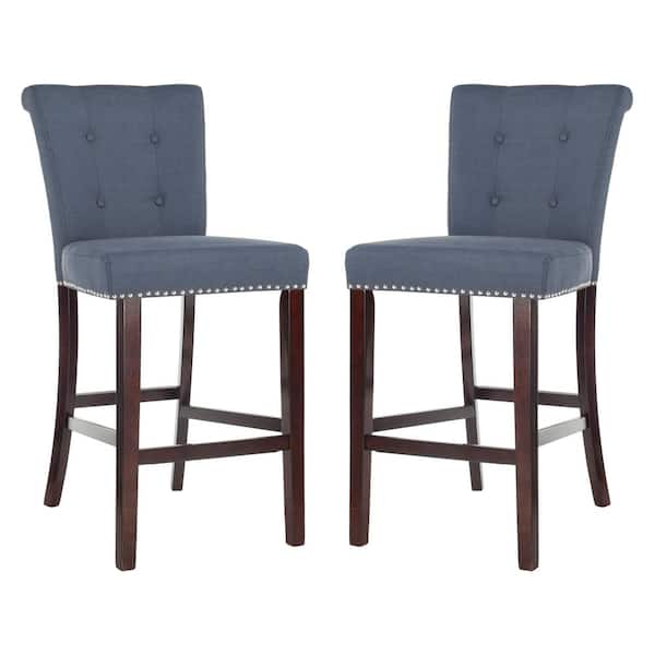 SAFAVIEH Taylor 44.5 in. Navy Wood Bar Stool (Set of 2)