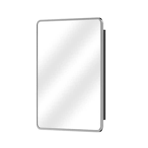 Aosspy 24 in. W x 30 in. H Medium Rectangular Silver Aluminum Alloy Framed Recessed/Surface Mount Medicine Cabinet with Mirror