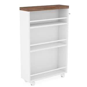 Clarine White Storage Cart with Rolling Wheels and Handle for Kitchen, Dinning Room