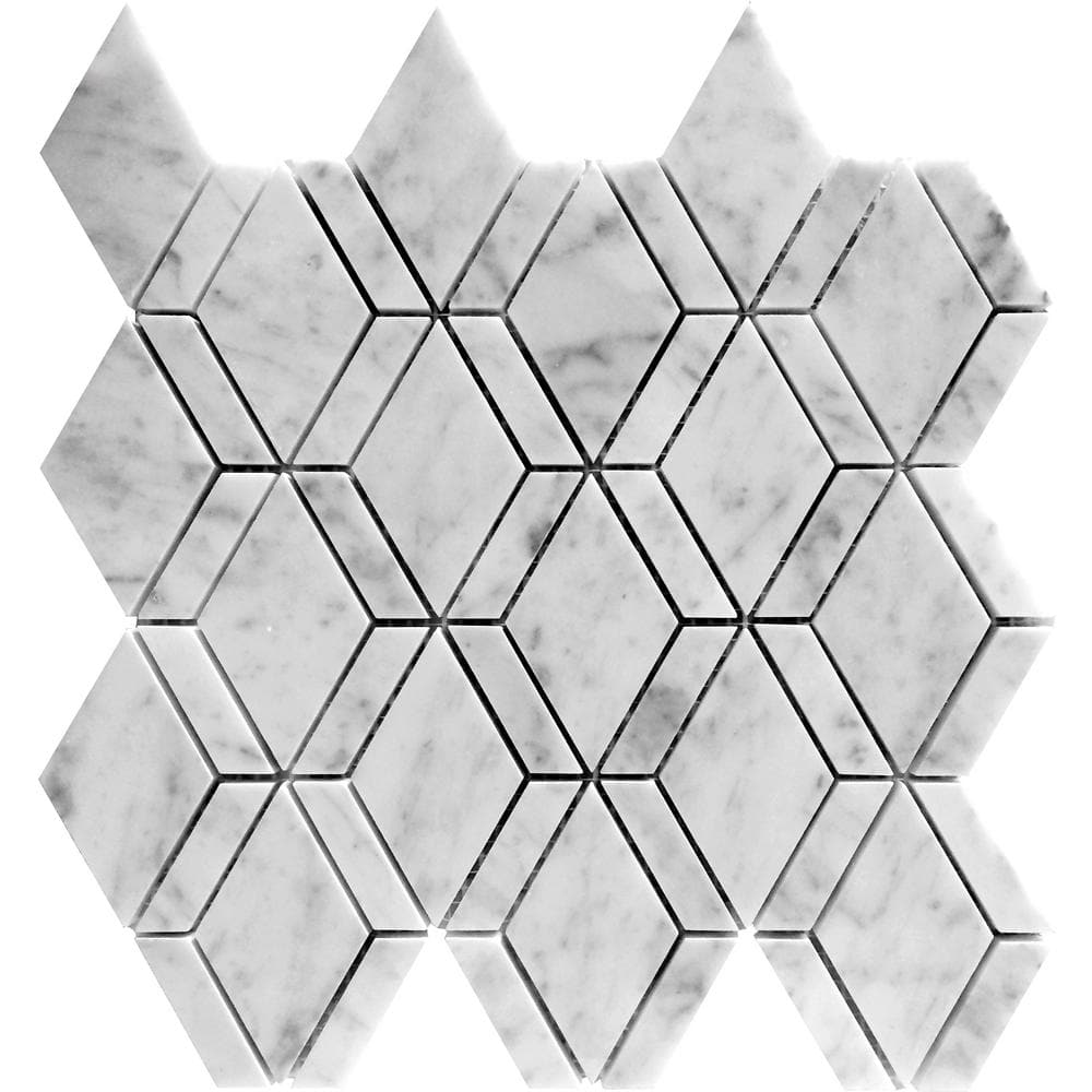 Athens Gray 11.5 in. x 11.5 in. Polished Diamond Bianco Carrara Marble Mosaic Tile (4.59 sq. ft./case) 5-Pack price history on PriceWatchPro