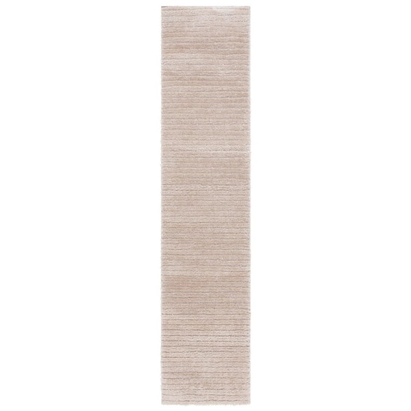 SAFAVIEH Tahoe Shag 2 ft. x 9 ft. Beige Modern Solid Striped Runner Rug