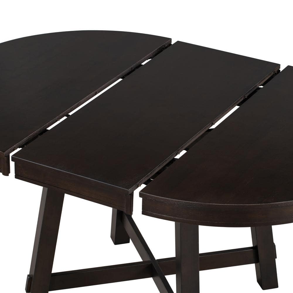 Espresso Wood Round Extendable Farmhouse Dining Table