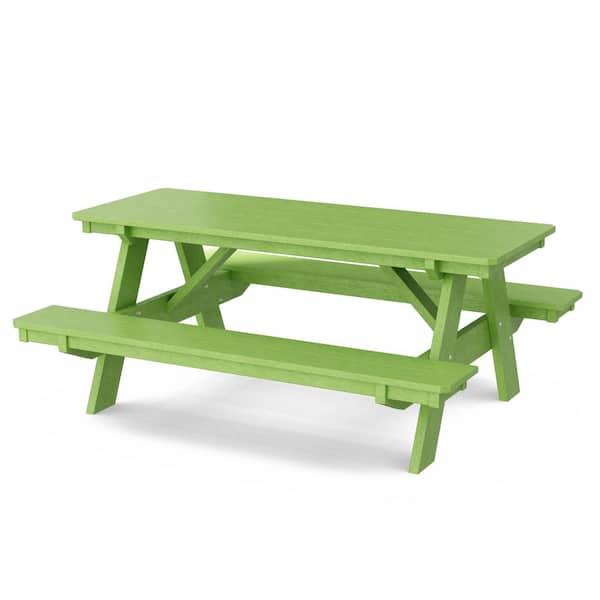 Heritage 72 in. Lime Green Rectangle HDPE Plastic Picnic Table Seats 6 People