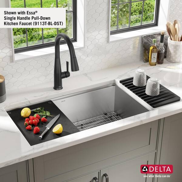 DELTA FAUCET Rivet 24-inch Workstation Laundry Utility Kitchen Sink Undermount 16 Gauge Stainless Steel Single Bowl with WorkFlow Ledge and 並行輸入品 - 3