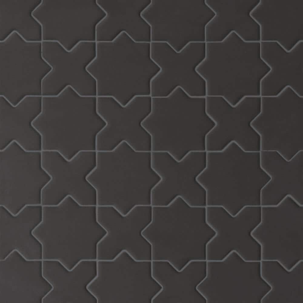 Sample-Le Cafe Specialty 4 in. x 5 in. Matte Black Porcelain Mosaic Tile price history on PriceWatchPro