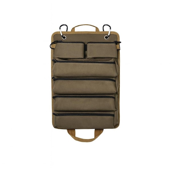 16 in. Canvas Roll Up Tool Bag Organizer with Detachable Pouches, Portable Tool Roll for Mechanic and Electrici