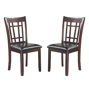 Contemporary Espresso Brown and Black Armless Dining Side Chair (Set of 2)
