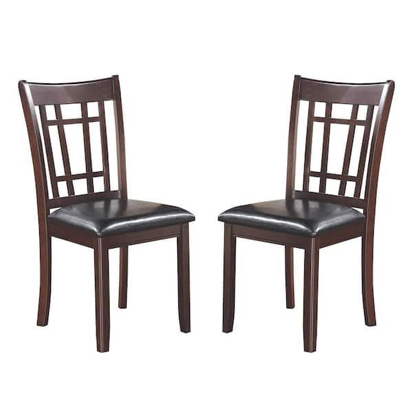 Contemporary Espresso Brown and Black Armless Dining Side Chair (Set of 2)