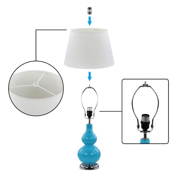 Maypex 23 In Blue Gray Metal Shelf Floor Lamp With White Fabric Shade Set Of 2 300185 Blue Gray Metal Shelf Floor Lamp, How To Change The Color Of A White Lampshade