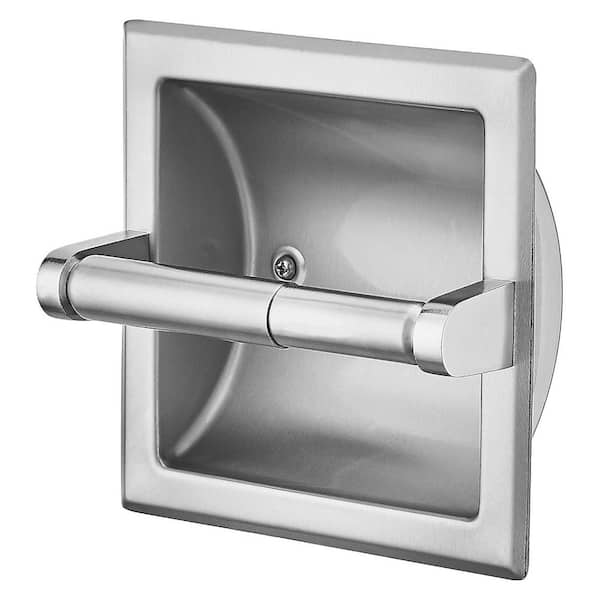 Wall-Mount Recessed Toilet Paper Holder with Mounting Bracket Made of Metal, Tissue Paper Roll Holder in Brushed Nickel