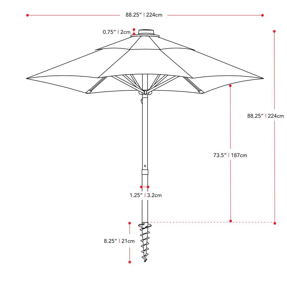 7.5 ft Cobalt Blue UV Resistant Beach Patio Umbrella with Steel Frame