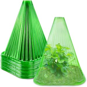 8.26 in. H Reusable Garden Plant Cloches Winter Plant Cover Protection from Frost Birds and Snails Green (30-Pack)