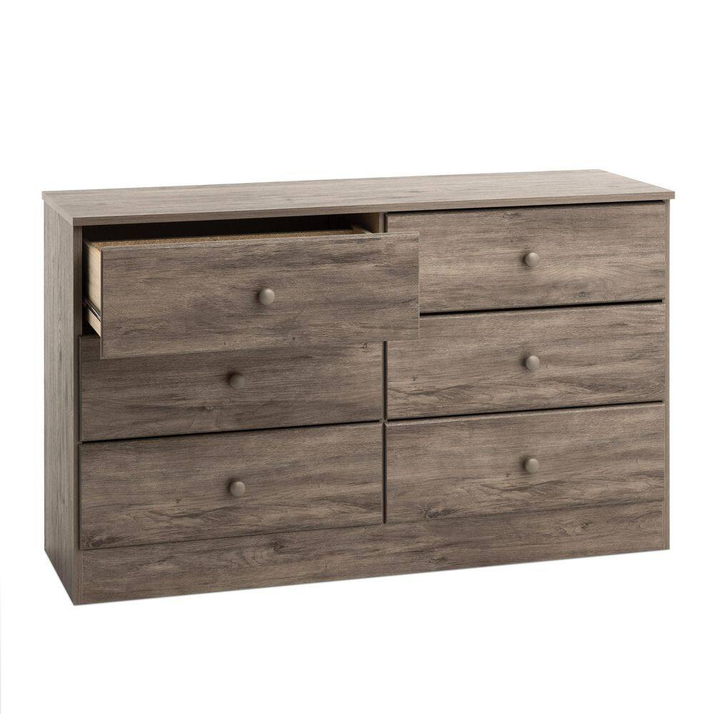 Astrid Farmhouse 6-Drawer Double Dresser in Drifted Gray Pine