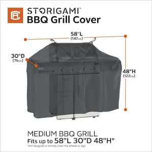 Storigami 58 in. L x 30 in. D x 48 in. H Easy Fold BBQ Grill Cover Charcoal Black