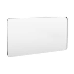 72 in. W x 36 in. H Tempered Glass Rounded Rectangle Framed Wall-Mounted Bathroom Vanity Mirror in Silver