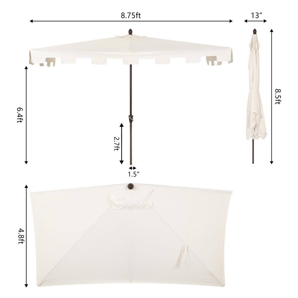 Sidney Cream Aluminum Half Market Patio Umbrella with Crank