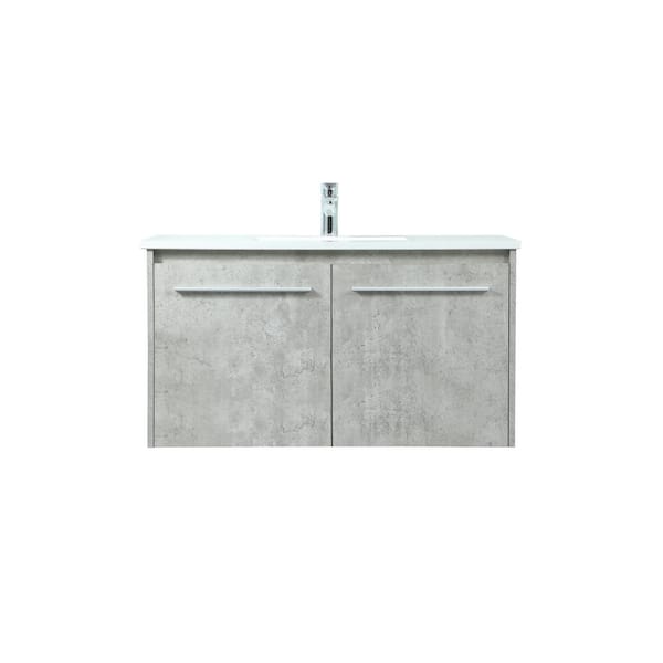 Unbranded Timeless Home 36 in. W Single Bath Vanity in Concrete Grey with Engineered Stone Vanity Top in Ivory with White Basin