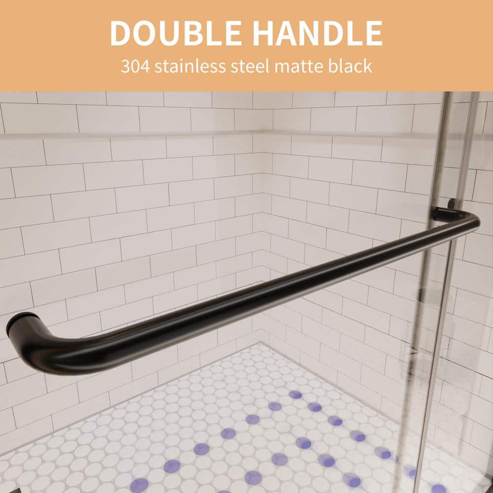 60 x 72 Matte Black Sliding Shower Door with Clear Glass