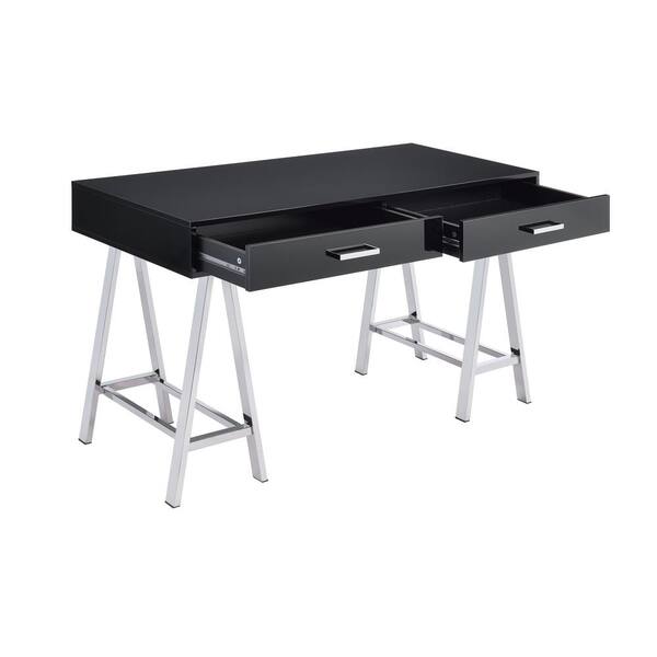 Acme Furniture Coleen Black and Chrome Writing Desk with Storage