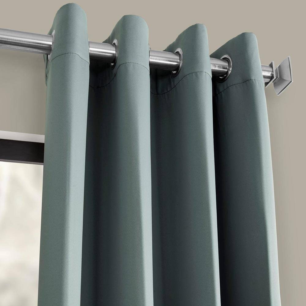 Neutral Grey Velvet Blackout Grommet Curtain Panel