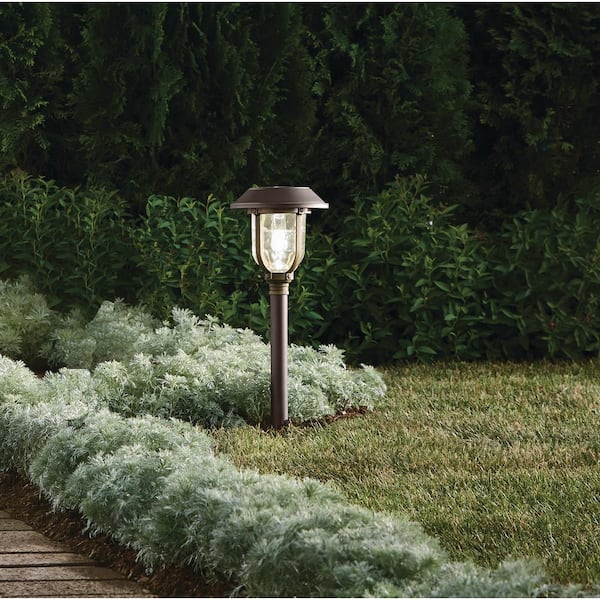 Savannah 25 Lumen Bronze and Brass LED Weather Resistant Outdoor Solar Path Light with Glass Lens