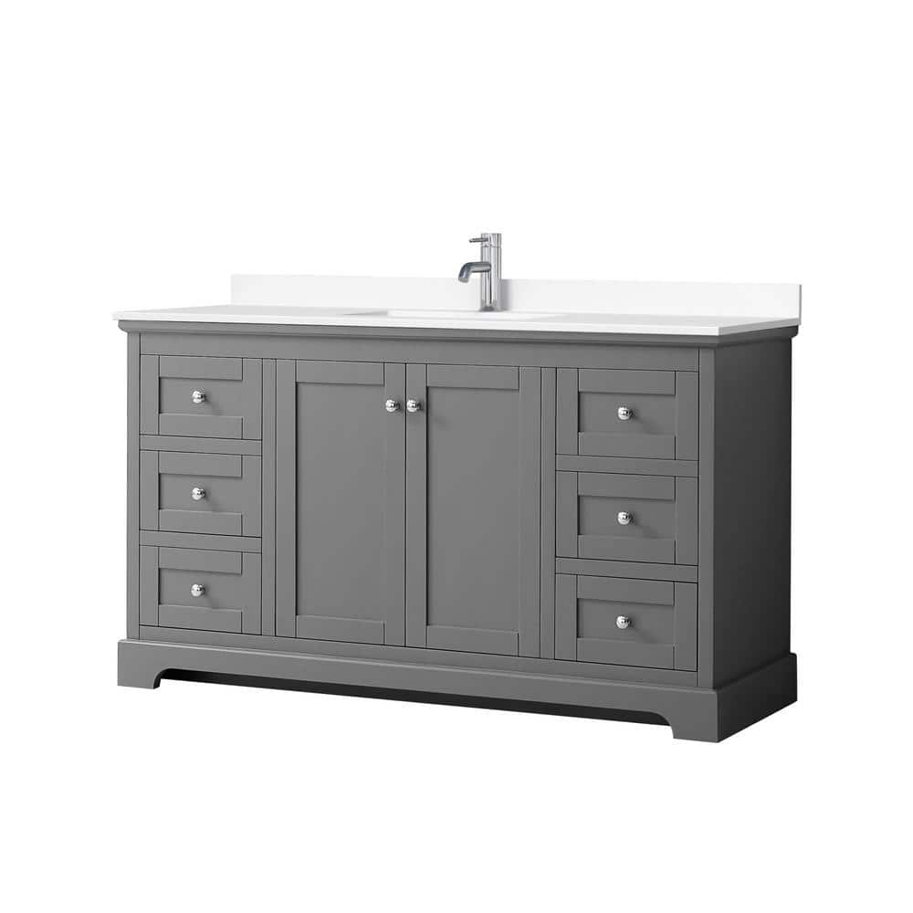 Avery 60'' Dark Gray Single Bathroom Vanity with Marble Top