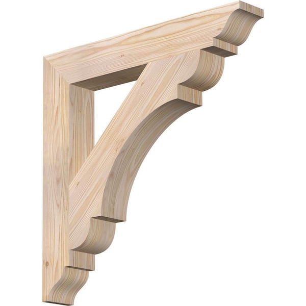 Ekena Millwork 3.5 in. x 24 in. x 24 in. Douglas Fir Olympic Traditional Smooth Bracket