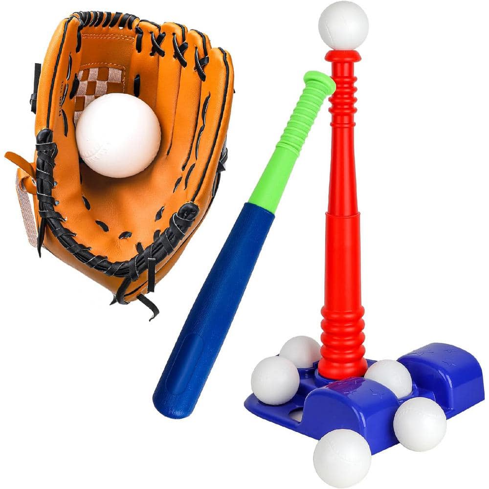 Baseball Set Tee with Bath, Ball and Gloves for 3 to 12-years Old