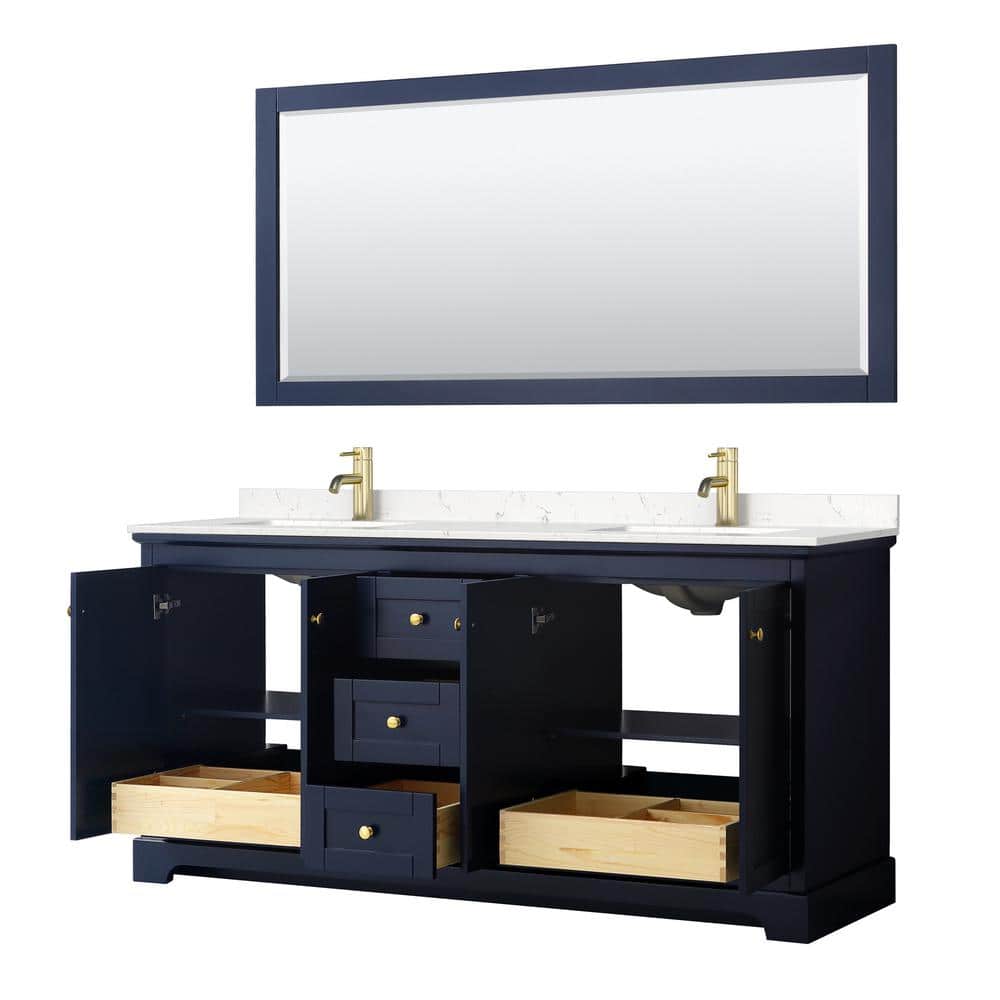 Avery Dark Blue Double Vanity with Light-Vein Carrara Marble Top