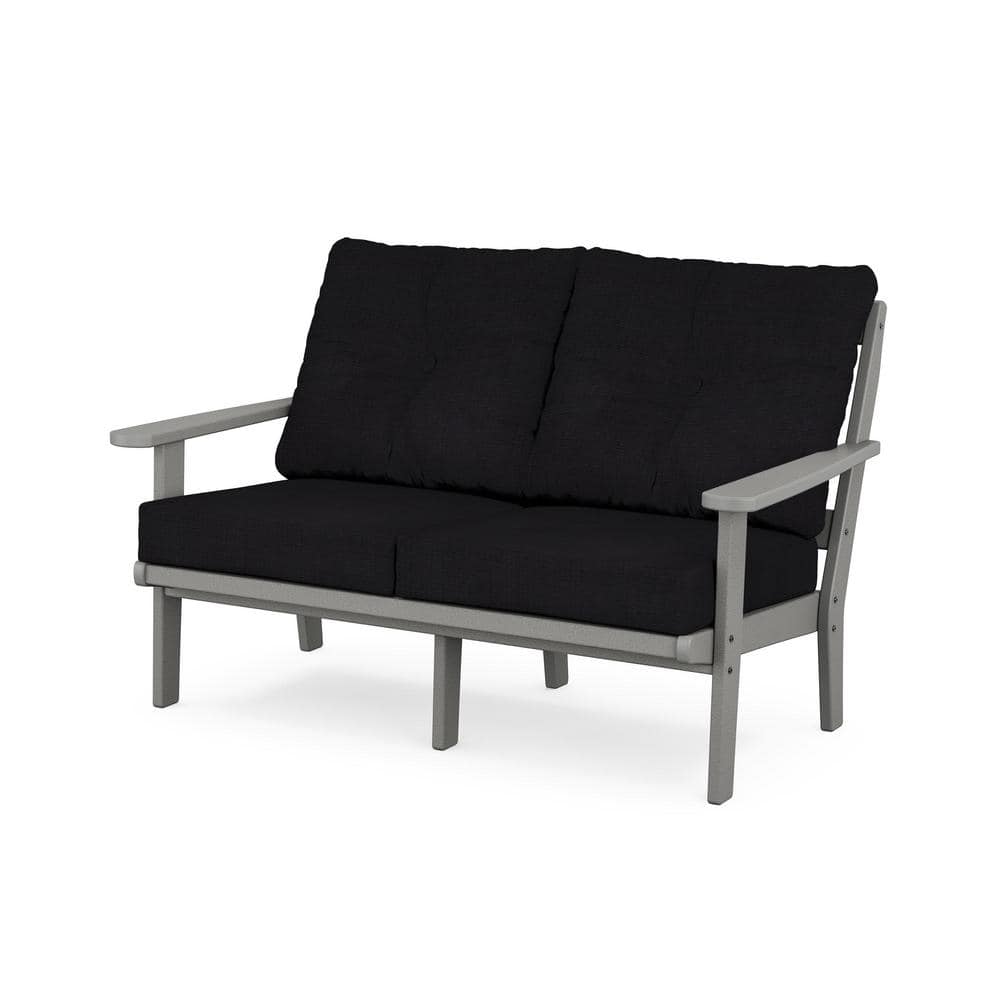 Cape Cod Deep Seating Plastic Outdoor Loveseat with in Stepping Stone/Midnight Linen Cushions price history on PriceWatchPro