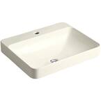 Vox Rectangle Above-Counter Vitreous China Vessel Sink in Biscuit with Overflow Drain