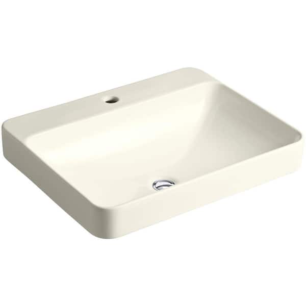 KOHLER Vox 23 in. Rectangle Vitreous China Vessel Sink in Biscuit with Overflow Drain