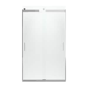 Levity 47.625 in. W x 82 in. H Sliding Frameless Shower Door in Brushed Nickel with Crystal Clear Glass