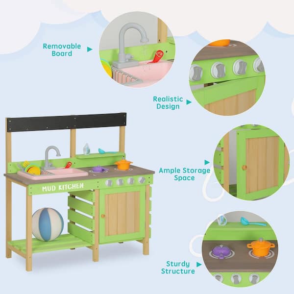 Yodudm Fun with Friends Kitchen Set for Kids – Includes Toy Kitchen  Accessories, Interactive Features for Pretend Play – Indoor/Outdoor Toddler  Playset – Dimensions: 